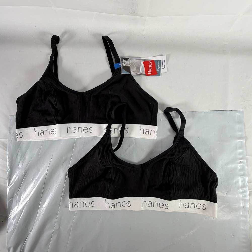 Hanes Originals Women's Ultimate Stretch Cotton Triangle Bralette 2-Pack XL NEW